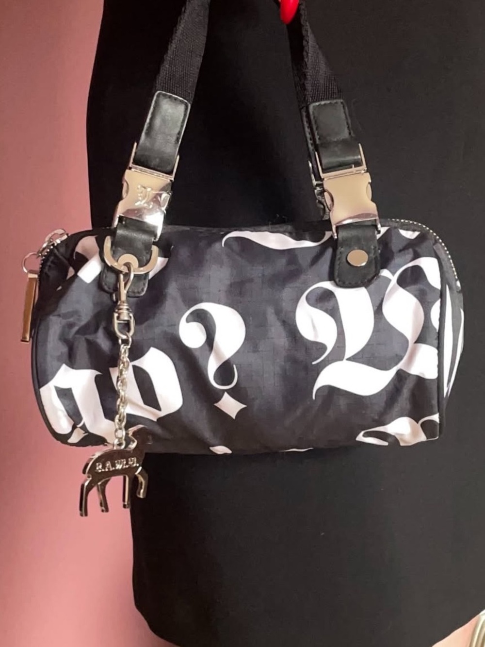 Authentic L.A.M.B. Gwen Sefani LeSportSac Mini Barrel Bag with silver hardware